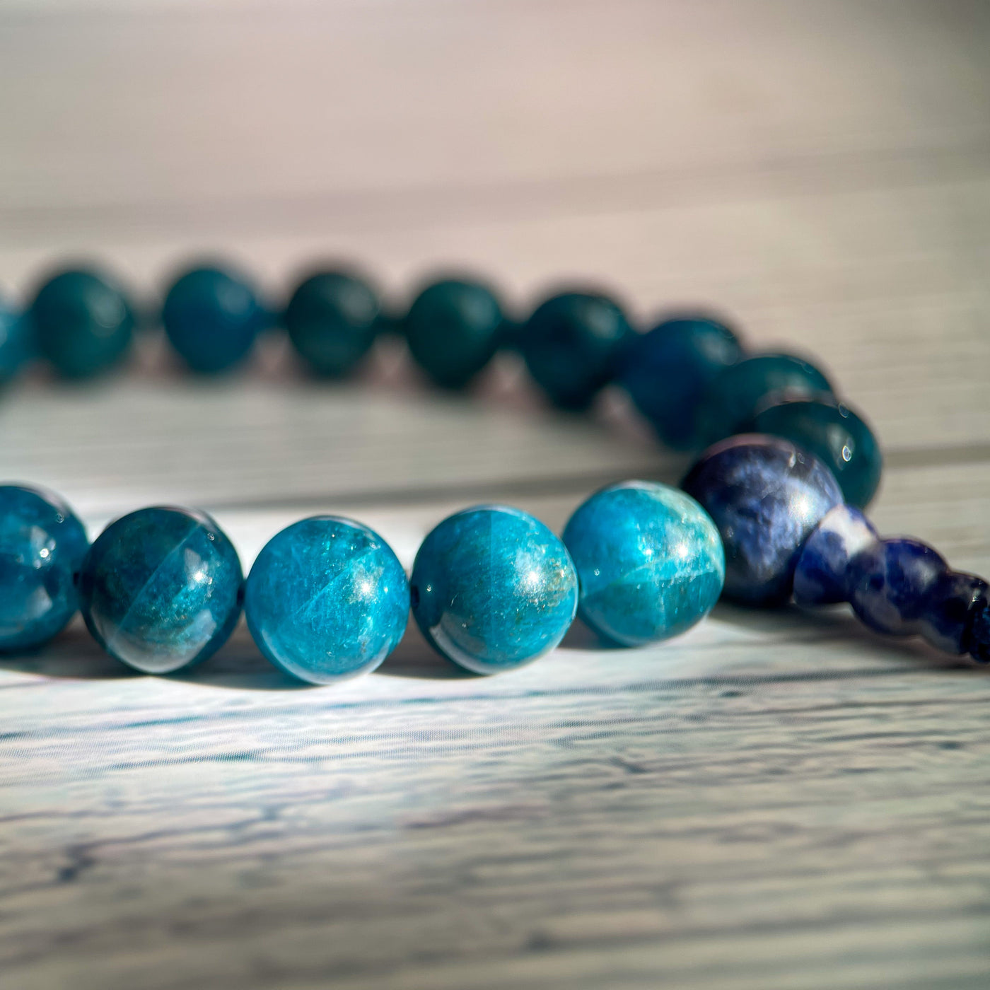 Magical Garci - Reiki Infused Apatite Mala Bracelet " I Speak Truth "
